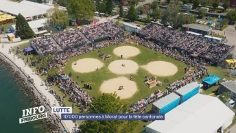 Du monde à Morat pour la fête cantonale de lutte