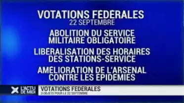 Votations fédérales: 3 objets pour le 22 septembre