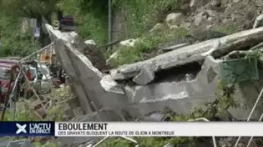Des gravats bloquent la route de Glion à Montreux