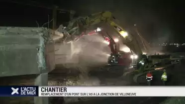 Remplacement d&#039;un pont sur l&#039;A9 à la jonction de Villeneuve