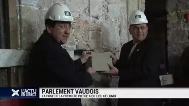 Pose de la première pierre du Parlement vaudois