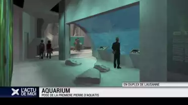 Pose de la première pierre d&#039;Aquatis à Lausanne