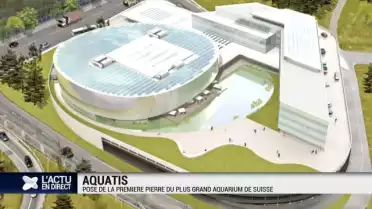 Pose de la première pierre du plus grand aquarium de Suisse