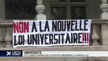 Manifestation contre la loi sur l'université de Fribourg.