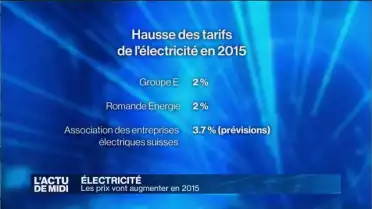 Groupe E: les particuliers paieront 2% de plus en 2015