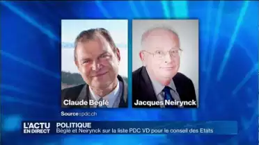 Béglé et Neirynck sur la liste PDC VD pour les Etats