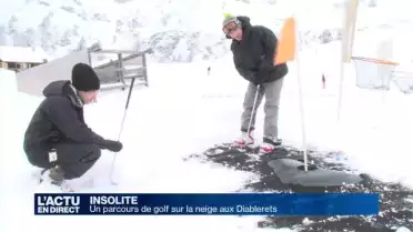 Un parcours de golf sur la neige aux Diablerets