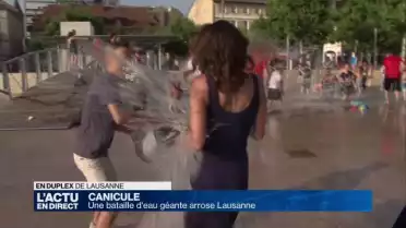 Une bataille d&#039;eau géante arrose Lausanne