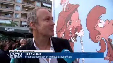 Tifeuf s&#039;affiche sur un immeuble lausannois