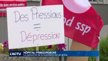 Le personnel de la buanderie de l'HFR en grève