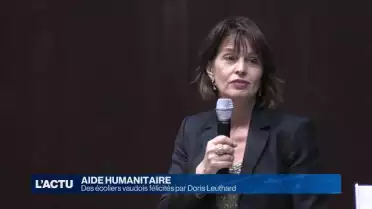 Des écoliers vaudois félicités par Doris Leuthard