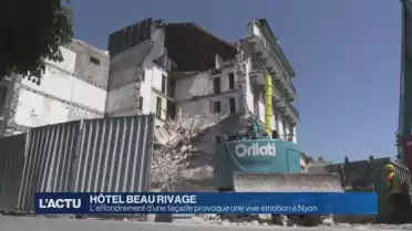 Une façade de l&#039;Hôtel Beau-Rivage s&#039;effondre