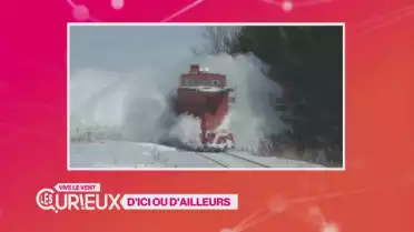 Un train américain qui transperce la neige
