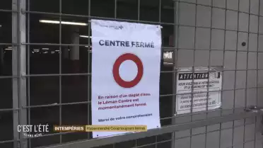 Une partie du toit du Léman centre s&#039;effondre