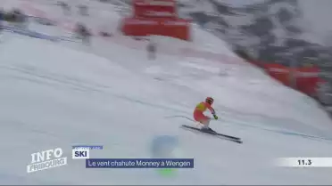 Le vent chahute Monney à Wengen