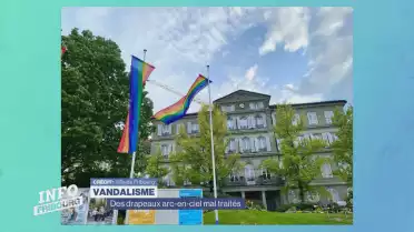 Des drapeaux arc-en-ciel vandalisés