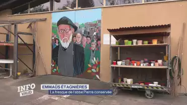 Emmaüs Étagnières, la fresque de l&#039;abbé Pierre conservée