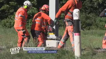 36 mâts héliportés sur un chantier du LEB
