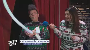 Un clown gonflé à bloc Cirque Helvetia de Noël