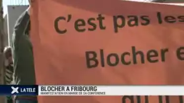 Christophe Blocher à Fribourg: manifestation