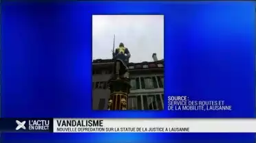 Nouvelle dépradation sur la statue de la justice à Lausanne