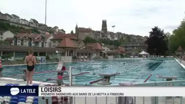 Premiers baigneurs aux bains de la Motta à Fribourg