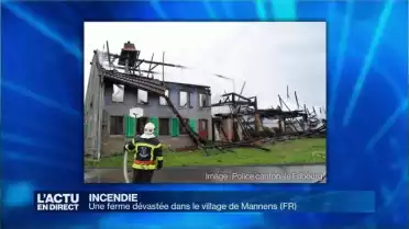 Une ferme dévastée dans le village de Mannens (FR)