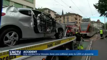 Accident entre une conductrice et le LEB à Lausanne