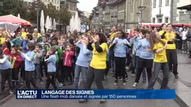 Une flash mob dansée et signée réalisée par 150 personnes