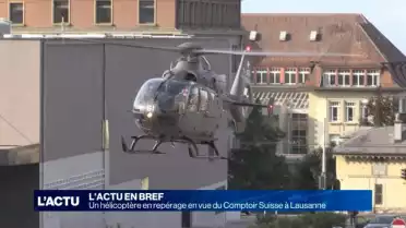Hélicoptère en repérage en vue du Comptoir suisse