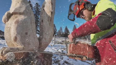 Un jour avec...Yvan Freiholz, sculpteur à la tronçonneuse