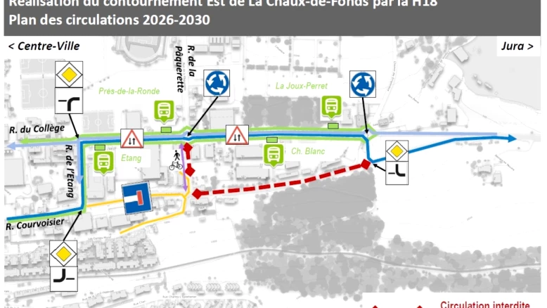 Travaux H18 à La Chaux-de-Fonds: plan de circulation revu