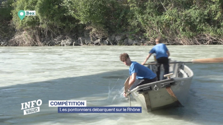 Les pontonniers débarquent sur le Rhône