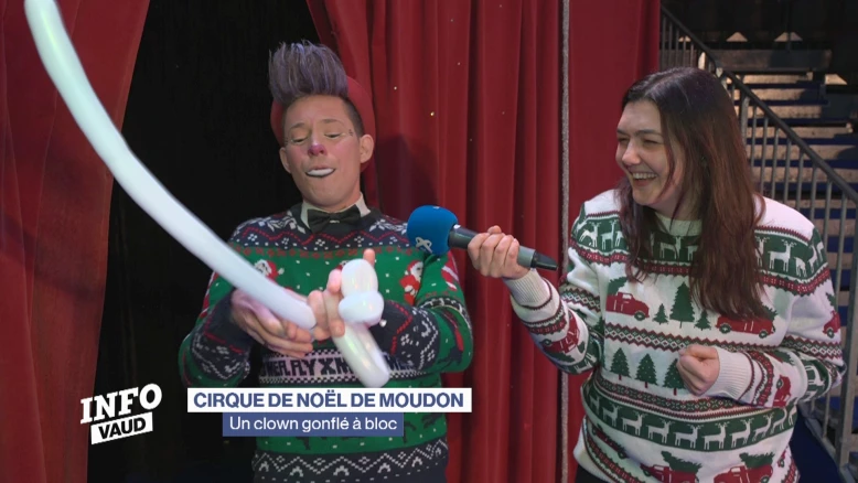 Un clown gonflé à bloc Cirque Helvetia de Noël