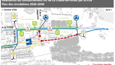 Travaux H18 à La Chaux-de-Fonds: plan de circulation revu