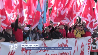 Deuxième jour de grève pour les maçons à Lausanne