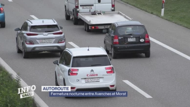 Fermeture nocturne de l'A1 entre Avenches et Morat