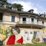 l’Hermitage en travaux : une fresque colorée sur la palissade du musée