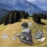 Saype crée deux fresques géantes éphémères à Villars-sur-Ollon (VD)