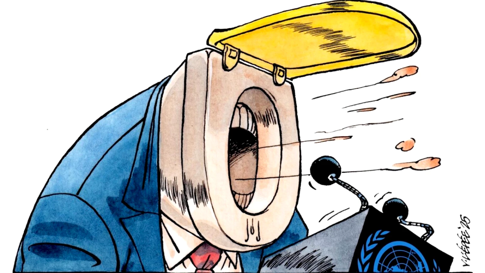 Caricature de l'année : Trump en cuvette de WC au Musée de Berne