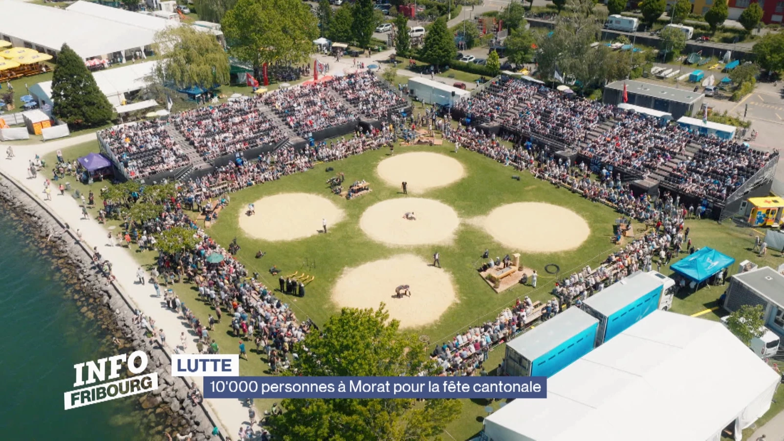 Du monde à Morat pour la fête cantonale de lutte