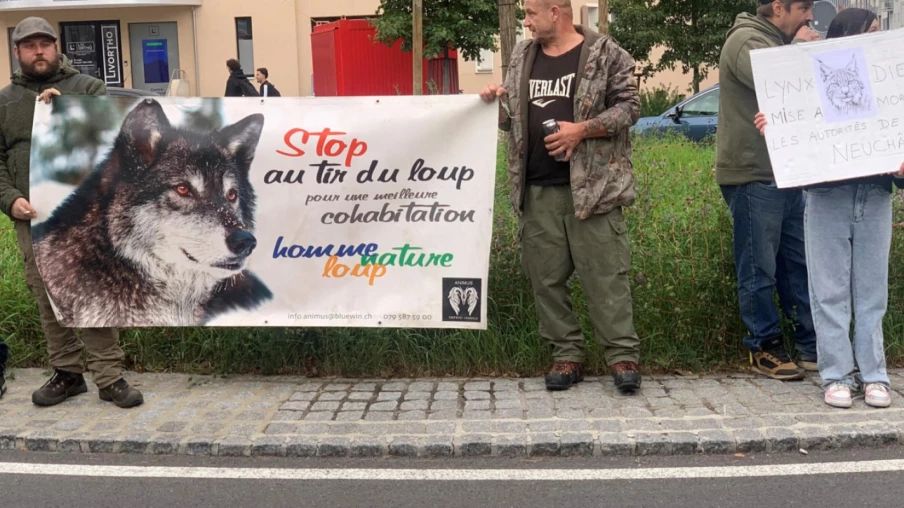 Action symbolique à Neuchâtel pour le loup et le lynx