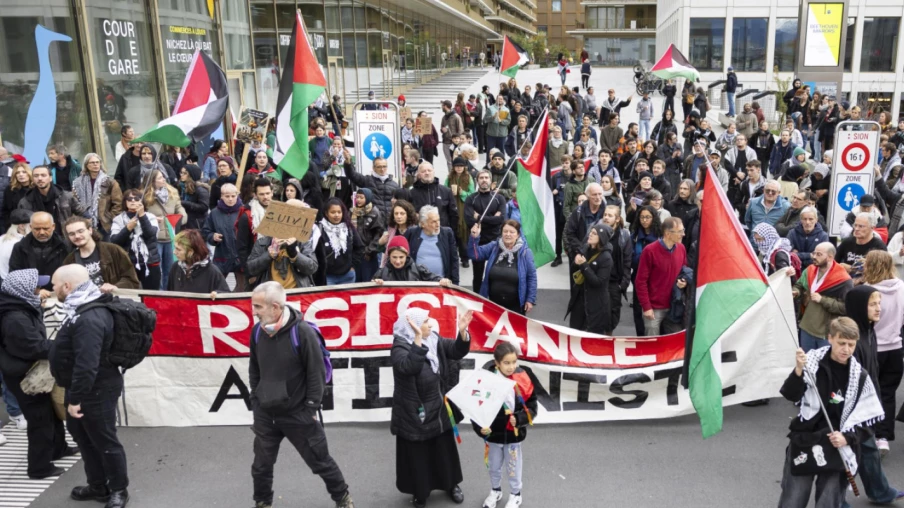 Sion: arrestations lors d'une manifestation pro-palestinienne interdite
