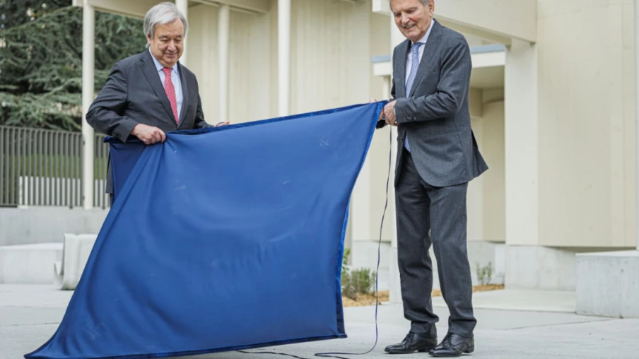 Inauguration du Portail des Nations à Genève par Guterres et Cassis