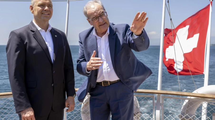 Karol Nawrocki visite l'EPFL, Morges et le Léman chez Guy Parmelin