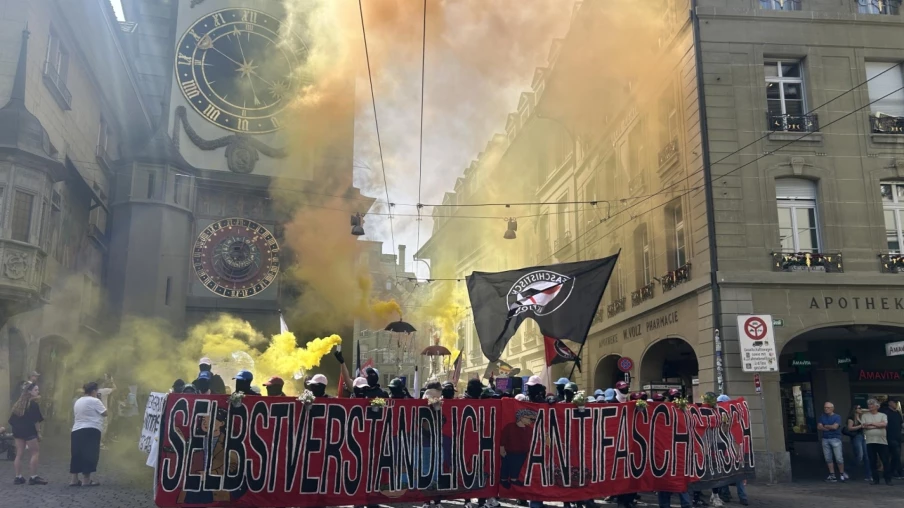 Manif antifasciste non autorisée à Berne : fort déploiement policier