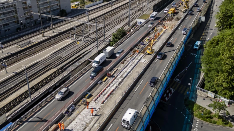 Travaux d'assainissement du pont autoroutier de la gare de Morges (A1)