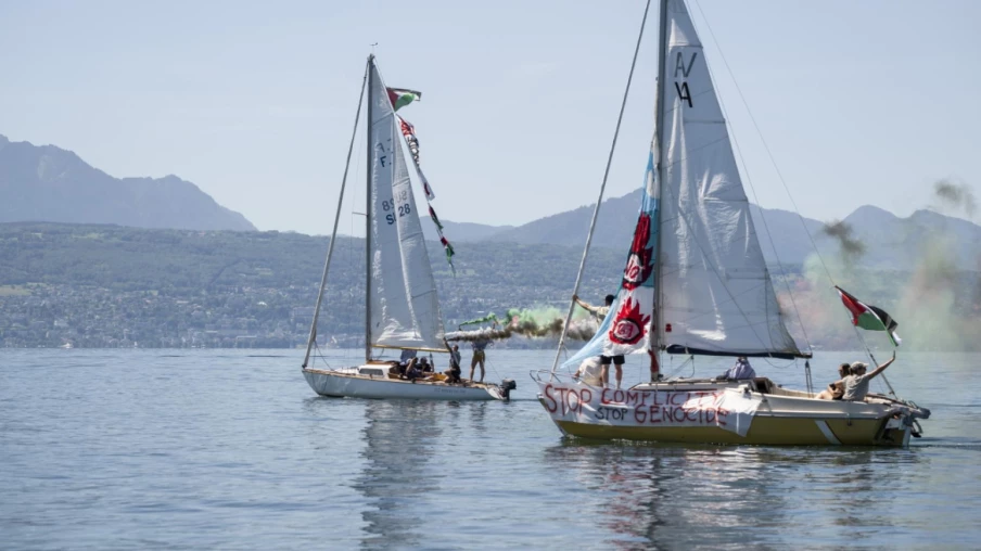 Flottille de soutien à Gaza sur le Léman en marge du G7