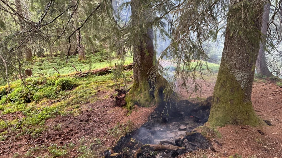 Début de feu de forêt éteint près d'Innerthal, hélicoptère mobilisé