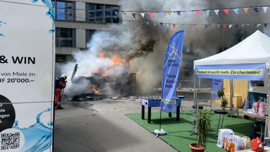Incendie dans la fan zone Euro 2025 Zurich : Une blessure légère Incendie dans la fan zone Euro 2025 Zurich : Une blessure légère